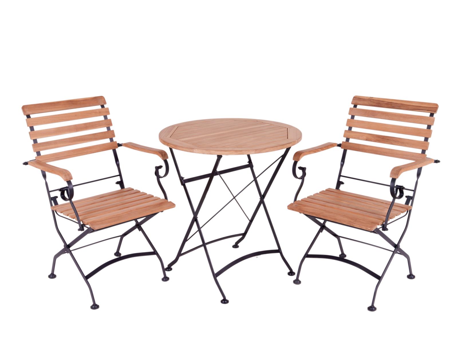 MaximaVida inklapbare ronde acacia bistroset Toscana 70 cm zwart- stoe