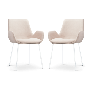 Nolon Nora-Eef Eetkamerstoelen Set van 2 – Beige – Witte Poten Nolon Nora-Eef Eetkamerstoelen Set van 2 – Beige – Witte Poten