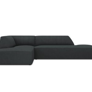 Micadoni linker hoekbank Ruby 4-zits, ribfluwelen, zwart – 180x273x69c Micadoni linker hoekbank Ruby 4-zits, ribfluwelen, zwart – 180x273x69c