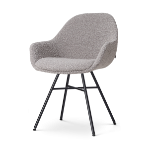 Nolon Noa-Mae Eetkamerstoel Bouclé Taupe – Armleuning – Zwarte Poten Nolon Noa-Mae Eetkamerstoel Bouclé Taupe – Armleuning – Zwarte Poten