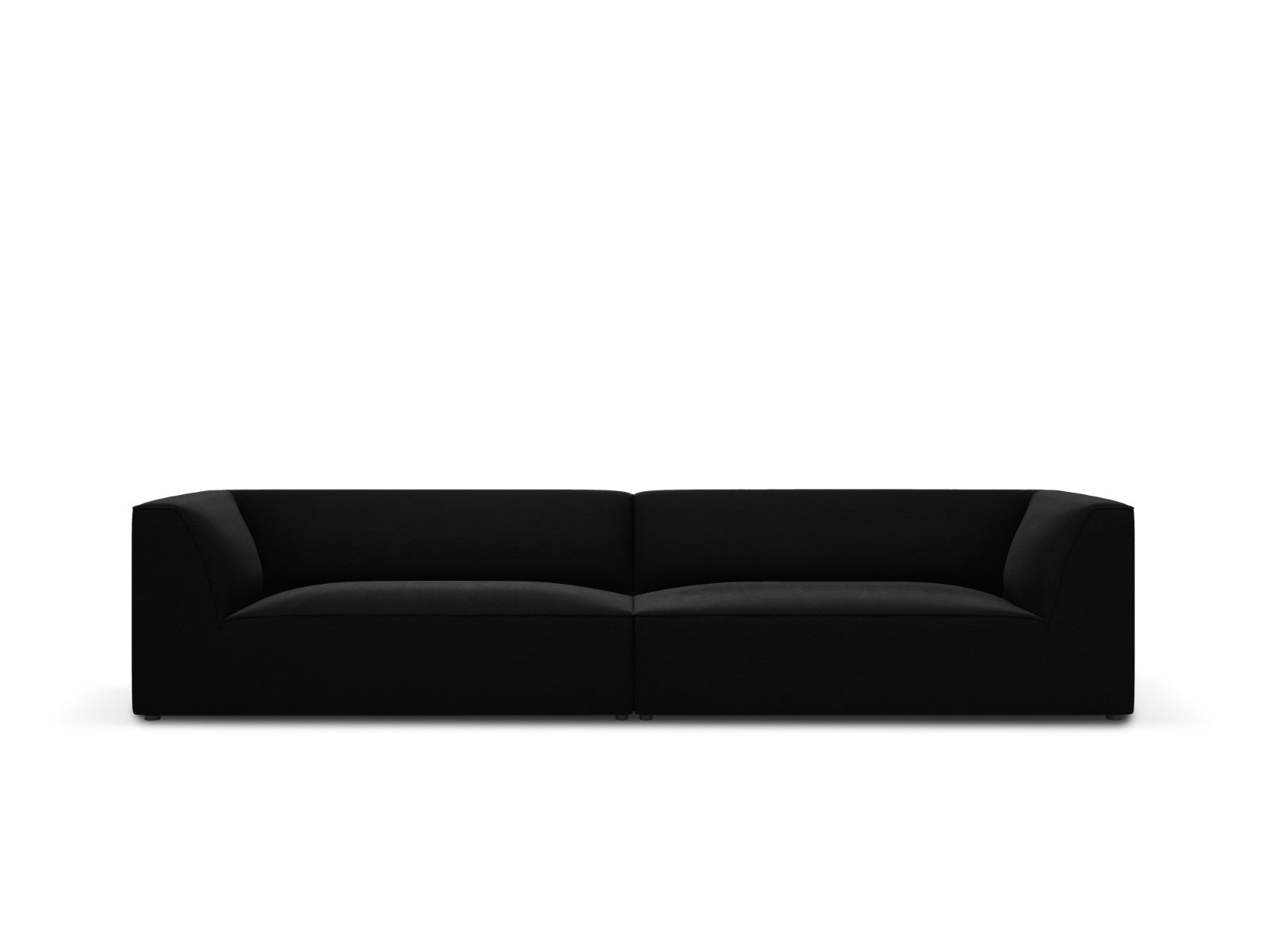 Micadoni Bank Ruby 4-zits, flueel, zwart - 93x302x69cm