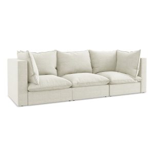 LaMiaSofa 3-zits bank Ravenna – bouclé – zand – 255x90x77