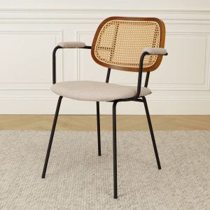 Nolon Jolie Eetkamerstoel met Rotan Rugleuning – Beige Nolon Jolie Eetkamerstoel met Rotan Rugleuning – Beige
