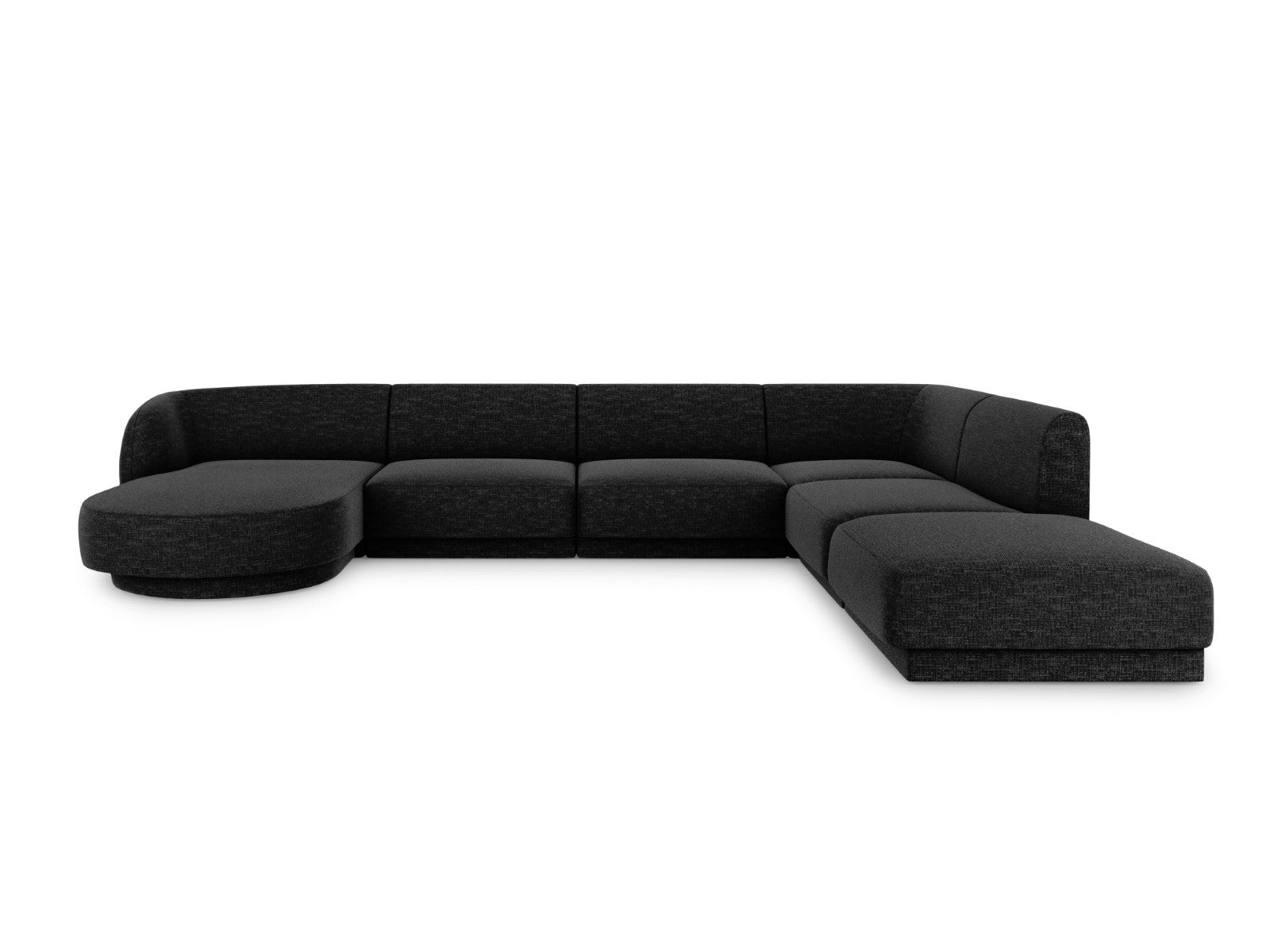 Micadoni Panoramische hoekbank rechts Miley 6-zits, chenille, zwart -