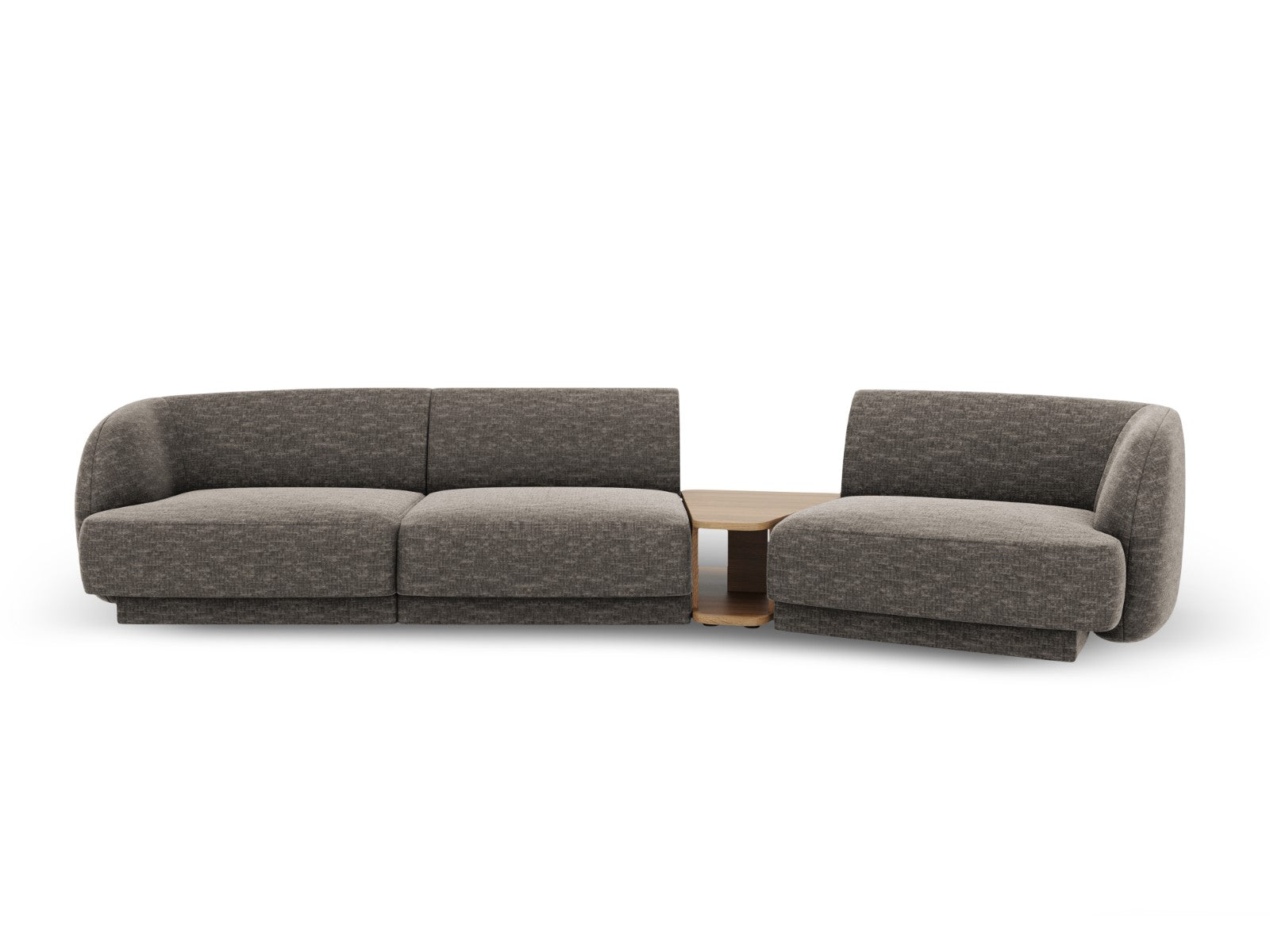 Micadoni Rechte modulaire bank Miley 3-zits, chenille, grijs - 126x303