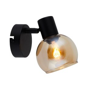 Lighto – Art deco spot zwart met goud glas – Juna Lighto – Art deco spot zwart met goud glas – Juna