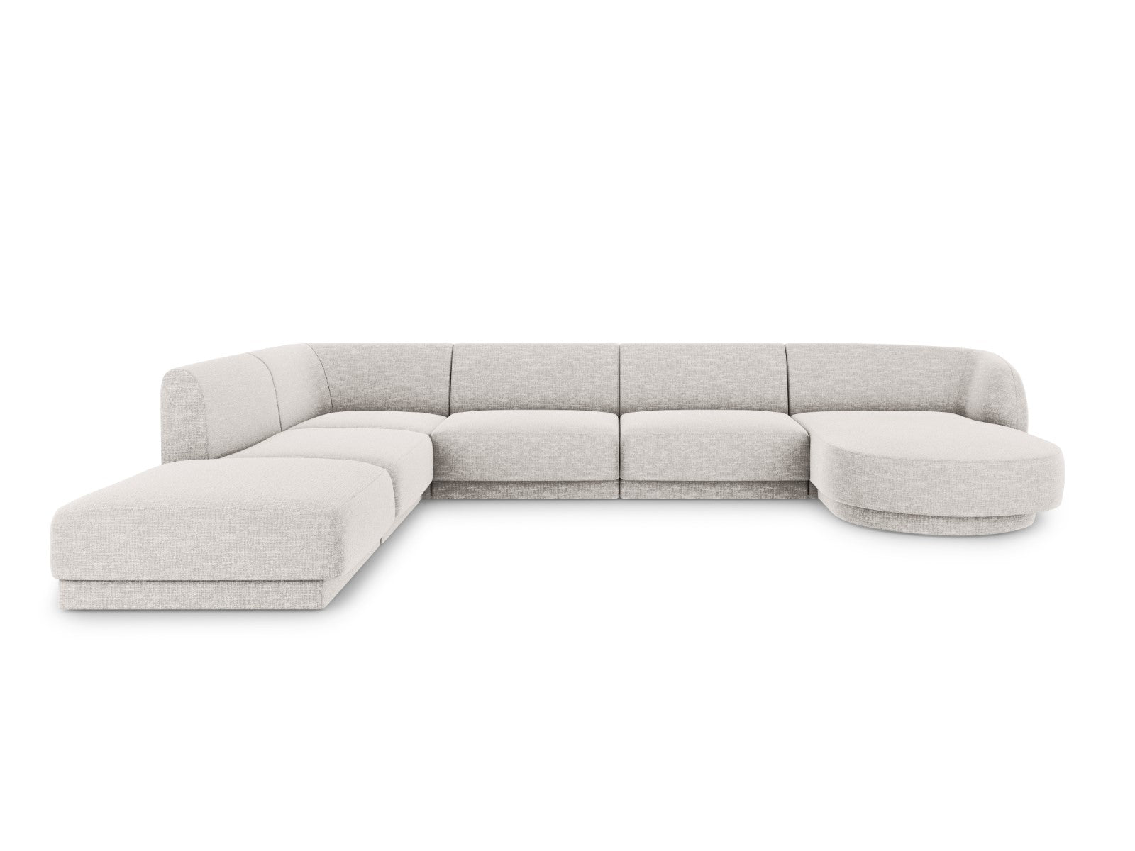 Micadoni Panoramische hoekbank links Miley 6-zits, chenille, lichtgrij