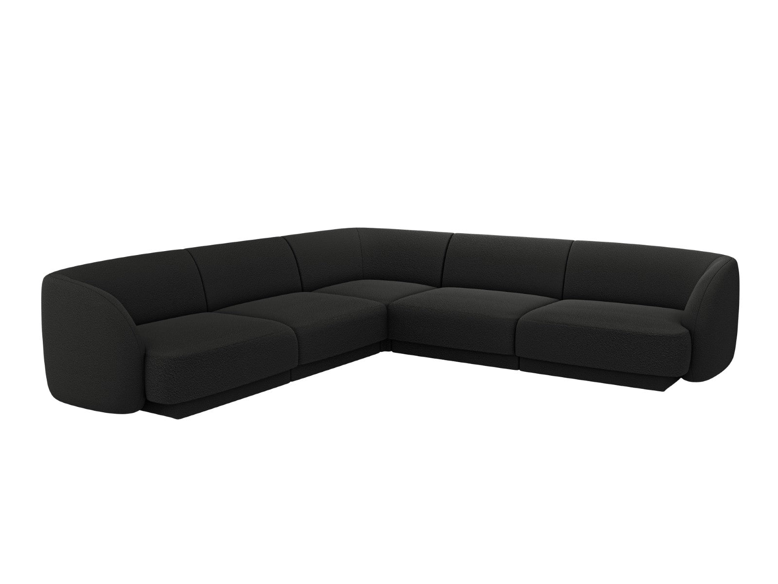 Micadoni Symmetrische hoekbank Miley 5-zits, boucle zwart - 255x255x70