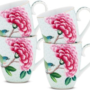 Pip Studio Blushing Birds Mokken – Servies – Set van 4 Kopjes – Wit – Pip Studio Blushing Birds Mokken – Servies – Set van 4 Kopjes – Wit –