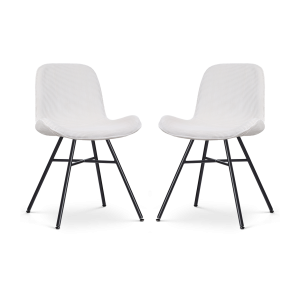 Nolon Noa-Fé Eetkamerstoelen Set van 2 – Rib Crème – Zwarte Poten Nolon Noa-Fé Eetkamerstoelen Set van 2 – Rib Crème – Zwarte Poten