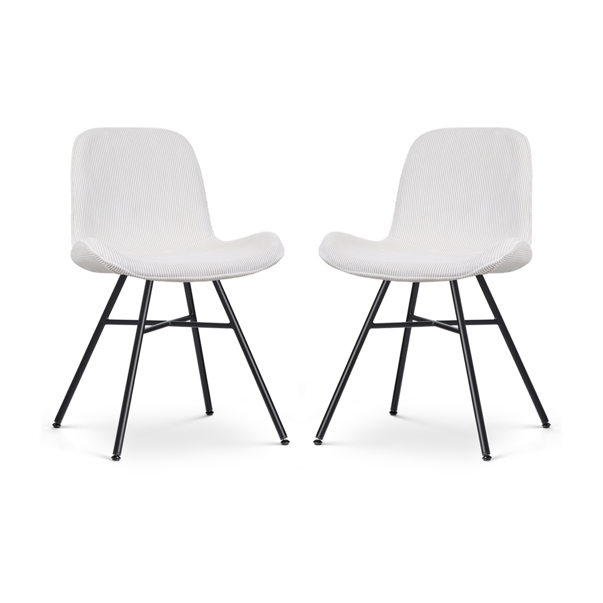 Nolon Noa-Fé Eetkamerstoelen Set van 2 - Rib Crème - Zwarte Poten
