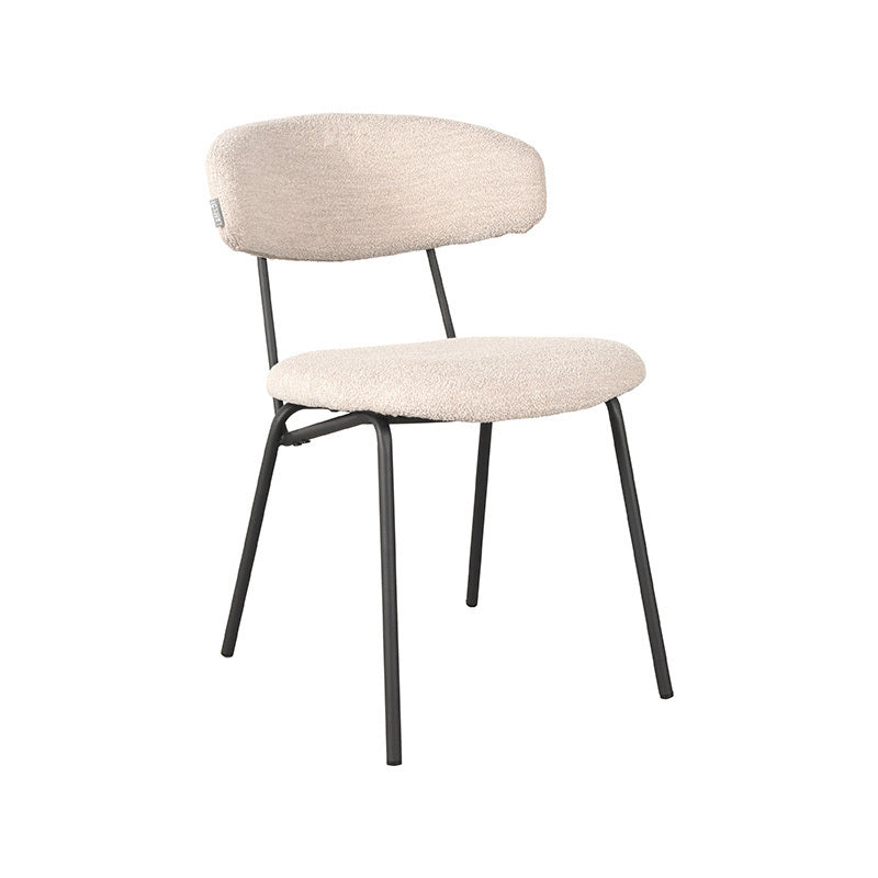 LABEL51 Eetkamerstoel Zack - Naturel Bouclé - Zithoogte 48cm - Set van