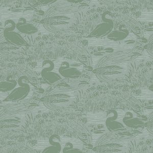 Laura Ashley Vliesbehang – Swans Jade Green – Groen 10mx52cm Laura Ashley Vliesbehang – Swans Jade Green – Groen 10mx52cm