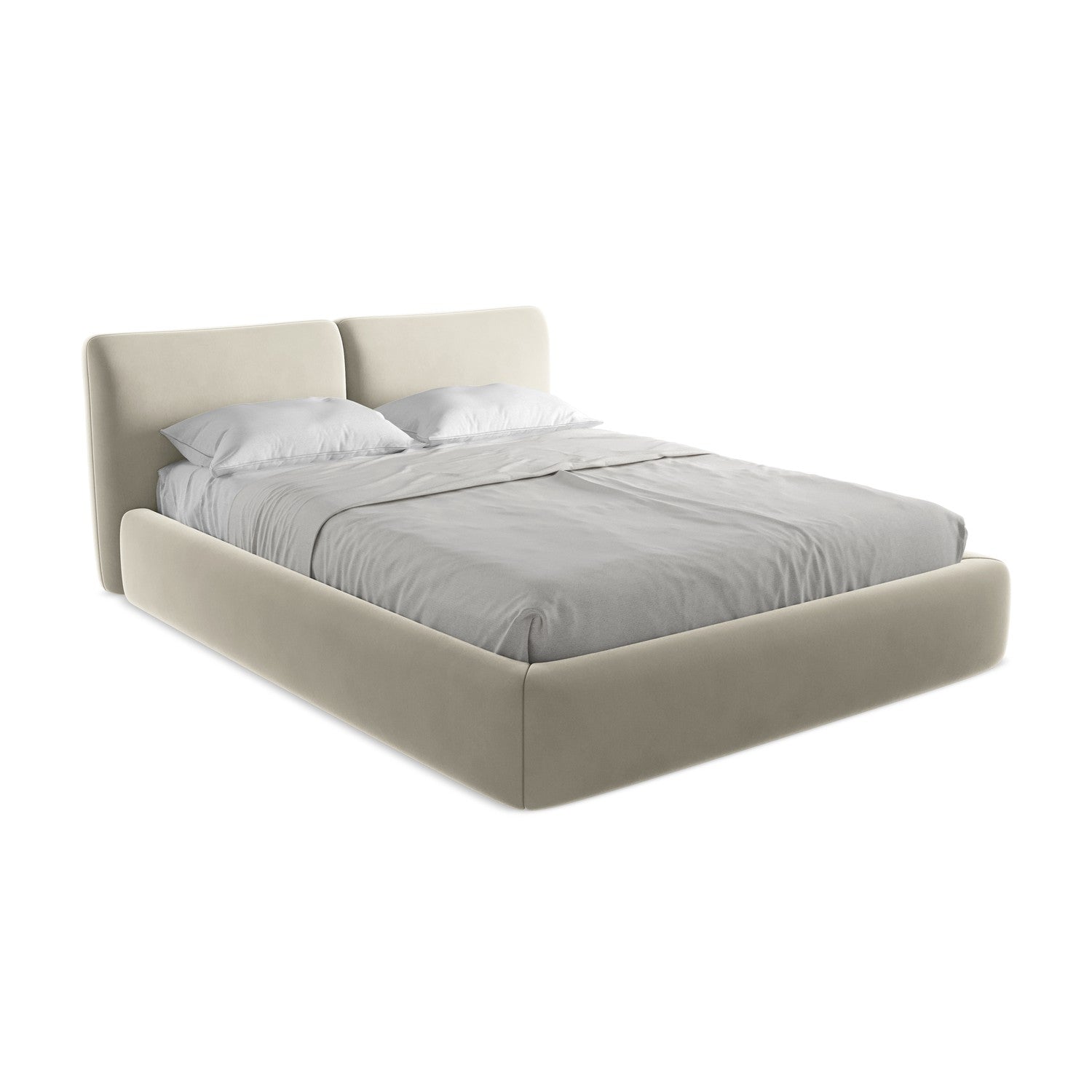 LaMiaSofa Bed met opbergruimte Milano - velours - parel - 180x228x82