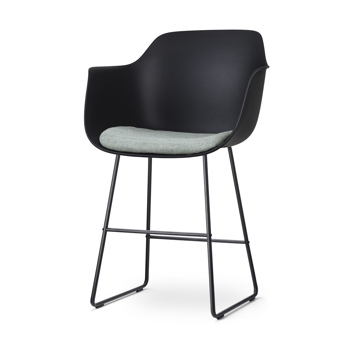 Nolon Nino-Liz Barkruk Zwart - Zachtgroen Kussen - Zwart Frame - 65 cm