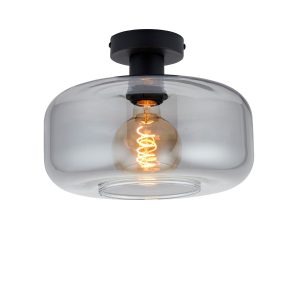 Lighto – Art deco plafondlamp zwart met smoke glas – Velo Lighto – Art deco plafondlamp zwart met smoke glas – Velo
