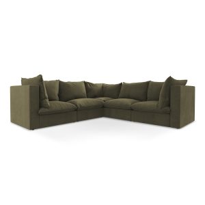 LaMiaSofa Modulaire hoekbank Ravenna – textuurstof – olijf – 255x255x7