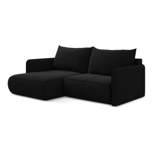 LaMiaSofa hoekbank links Palermo – velours – zwart – 207x148x86