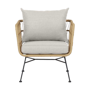 Lisomme Dax rotan tuinstoel naturel met kussens beige