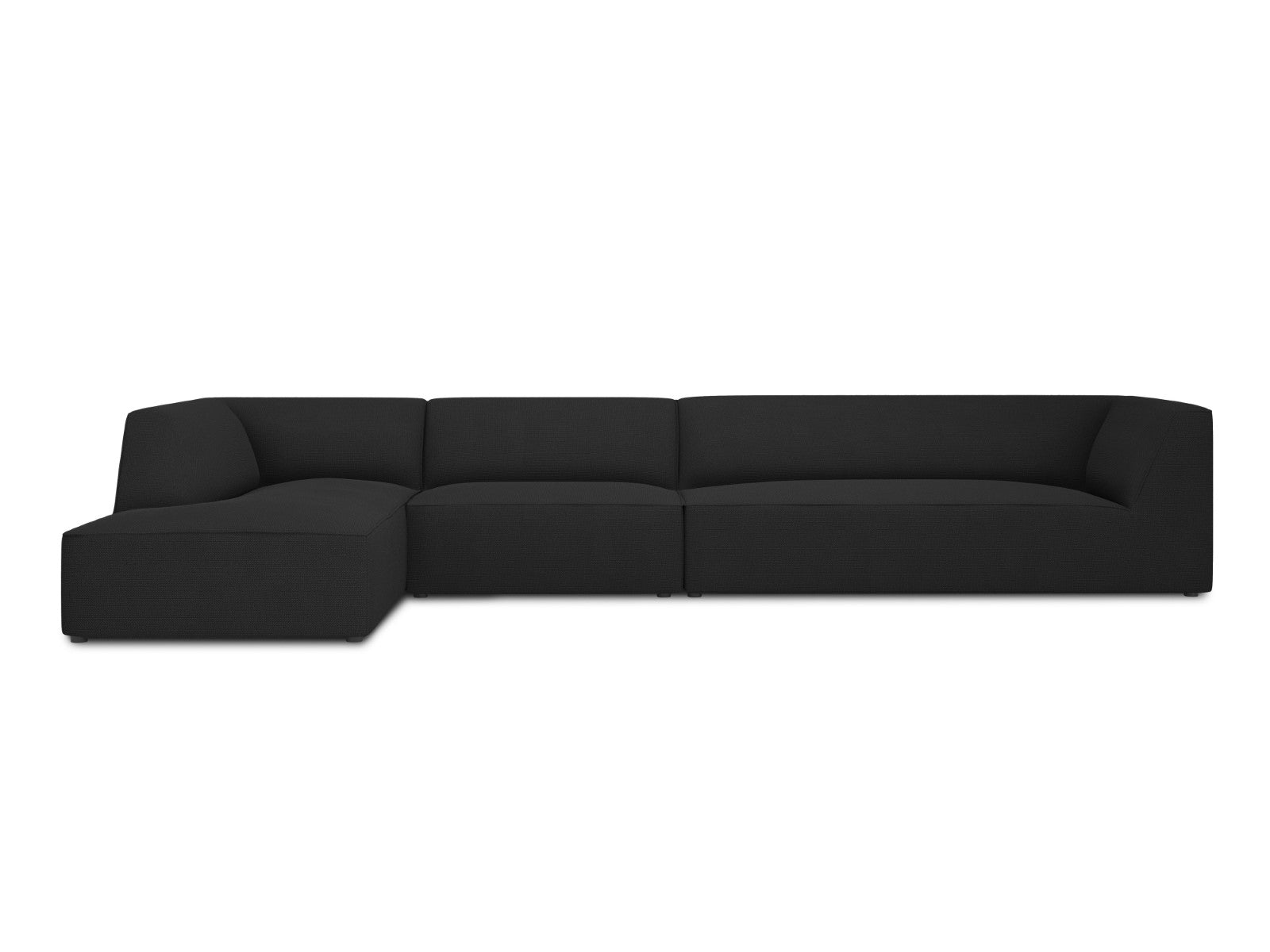 Micadoni linker hoekbank Ruby 5-zits, structurele stof, zwart - 180x36