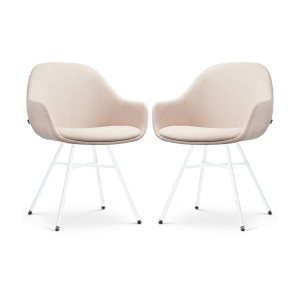 Nolon Noa-Mae Eetkamerstoelen Set van 2 – Beige – Witte Poten Nolon Noa-Mae Eetkamerstoelen Set van 2 – Beige – Witte Poten