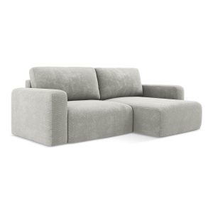 LaMiaSofa hoekbank rechts Ostia – chenille stof – lichtgrijs – 244×149