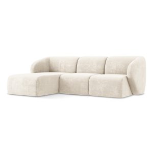 LaMiaSofa hoekbank links Cervo – chenille stof – lichtbeige – 248x166x
