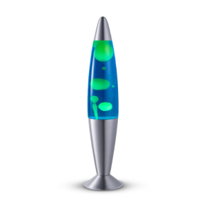 Lighto | Lavalamp zilver | blauwe vloeistof met gele lava Lighto | Lavalamp zilver | blauwe vloeistof met gele lava