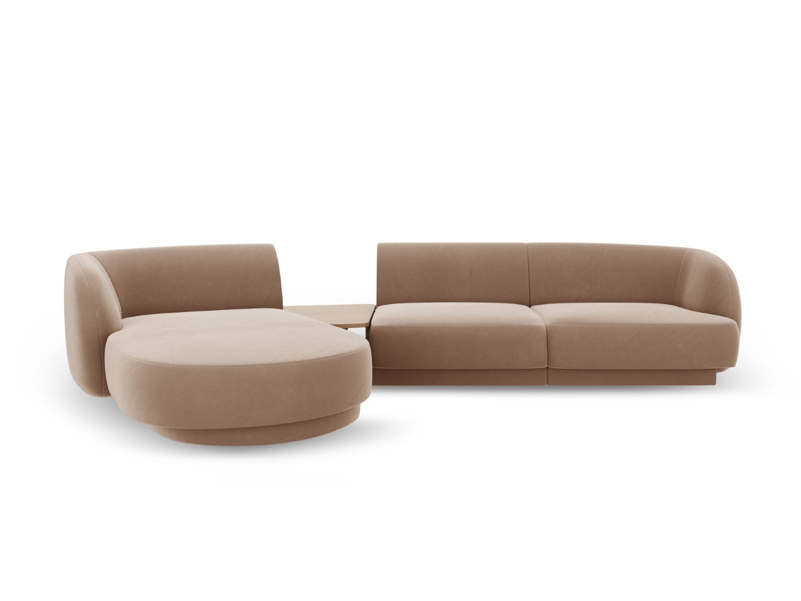 Micadoni linker modulaire bank Miley 3-zits, flueel, cappuccino - 178x