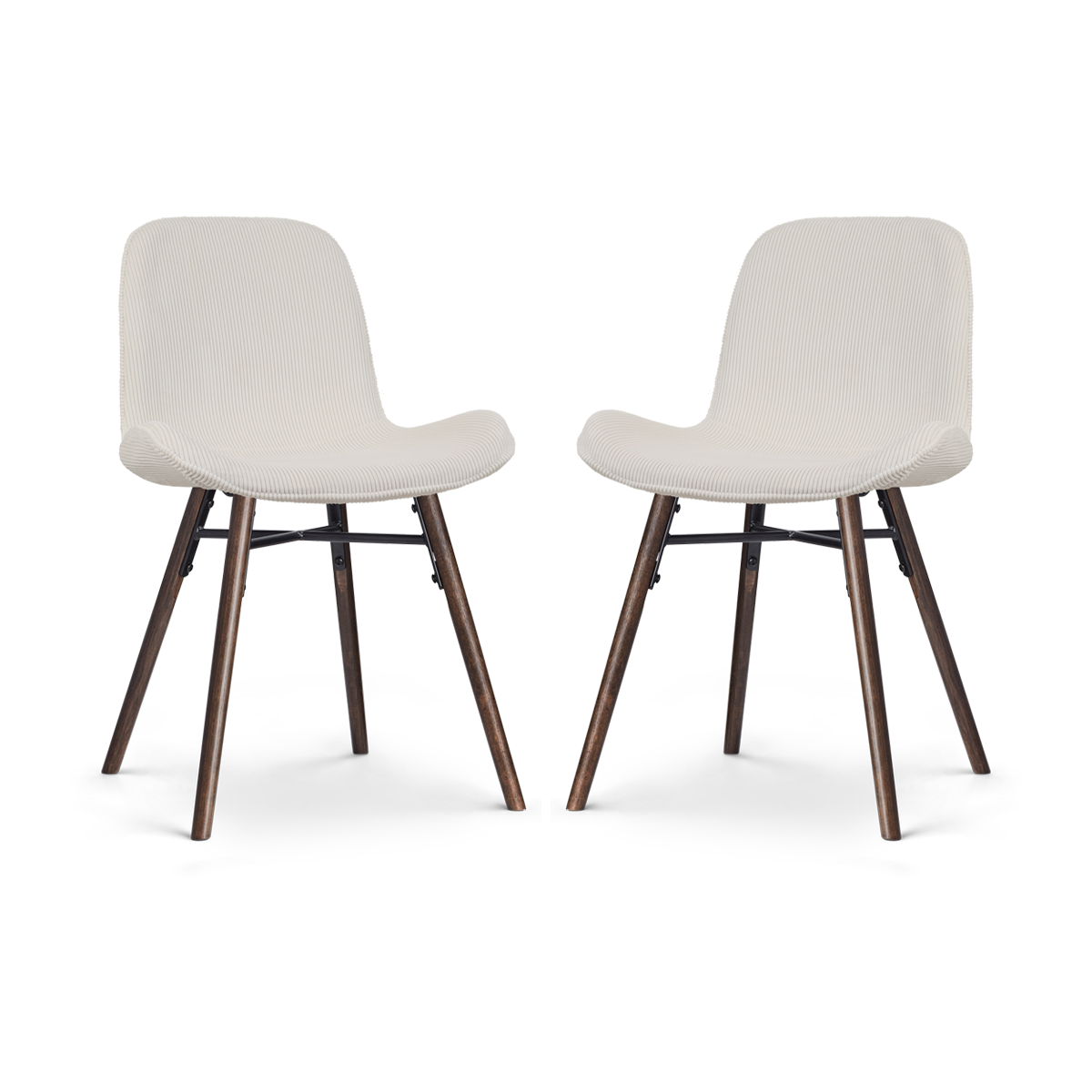 Nolon Nena-Fé Eetkamerstoelen Set van 2 - Rib Crème - Walnoot