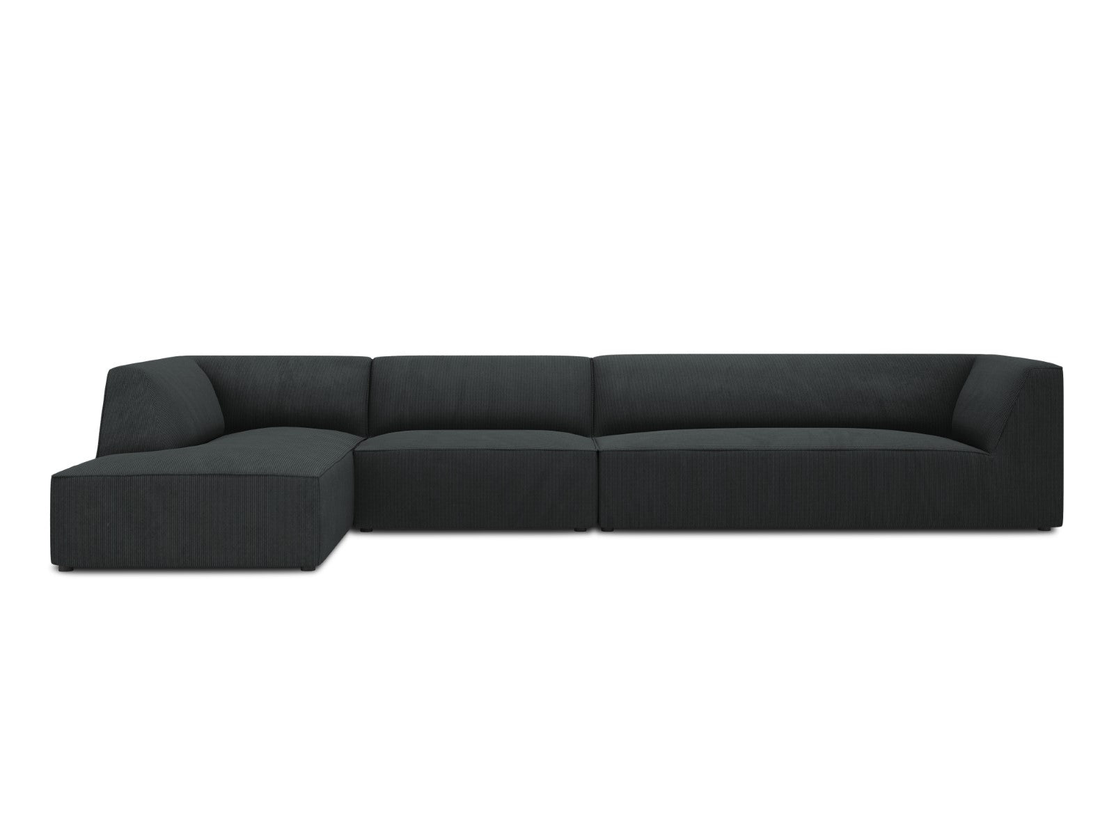 Micadoni linker hoekbank Ruby 5-zits, ribfluwelen, zwart - 180x366x69c