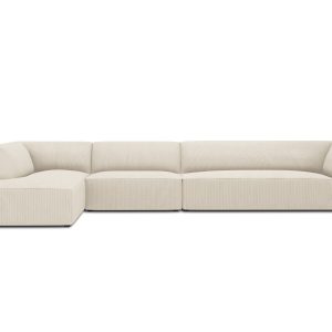 Micadoni linker hoekbank Ruby 5-zits, ribfluwelen, lichtbeige – 180×36 Micadoni linker hoekbank Ruby 5-zits, ribfluwelen, lichtbeige – 180×36