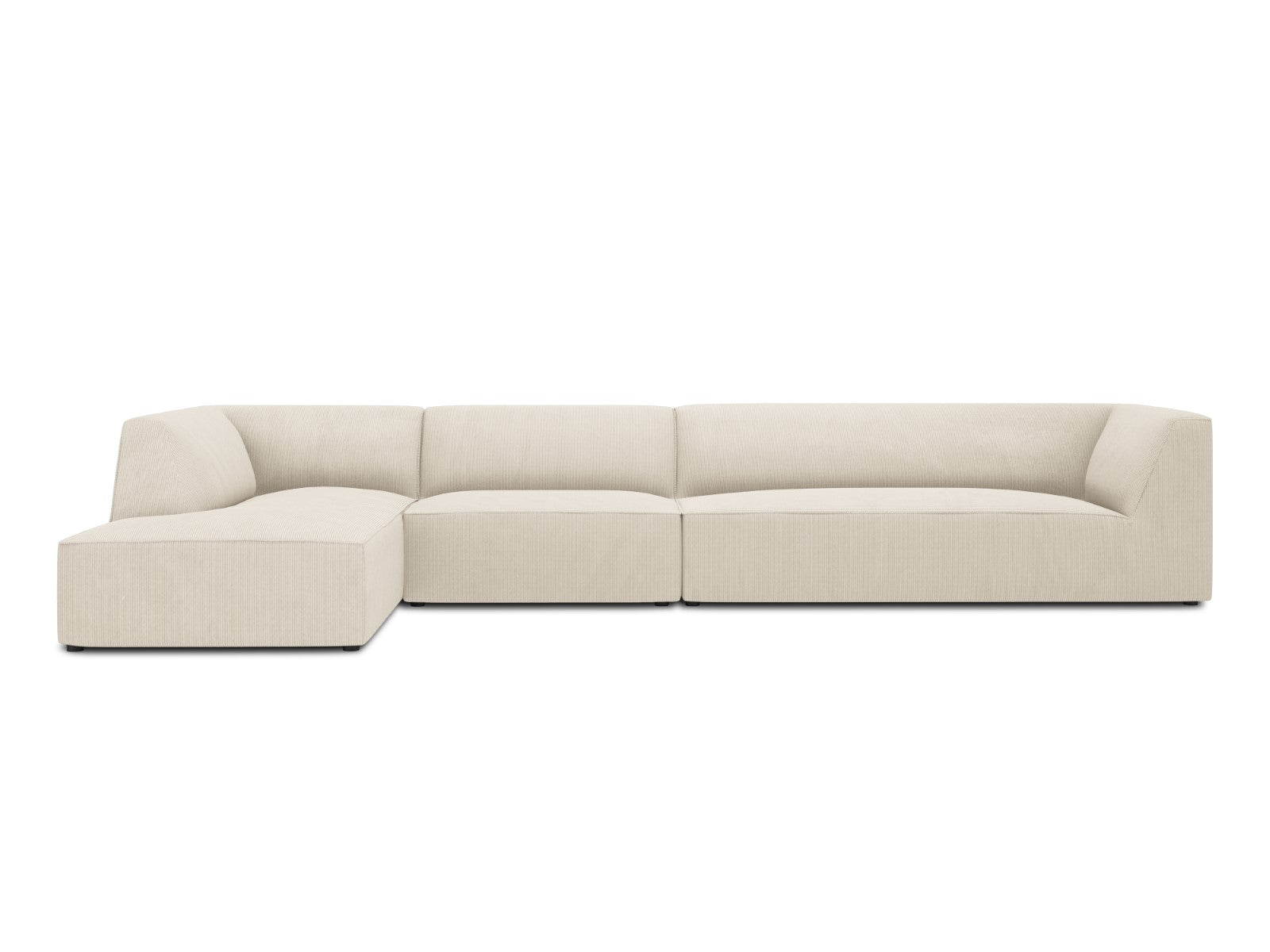 Micadoni linker hoekbank Ruby 5-zits, ribfluwelen, lichtbeige - 180x36
