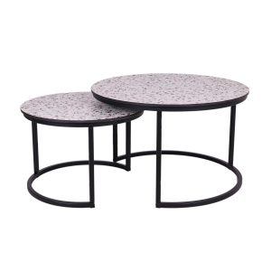 MaximaVida ronde salontafel set Lucca 58 en 45 cm – HPL terrazzo look MaximaVida ronde salontafel set Lucca 58 en 45 cm – HPL terrazzo look
