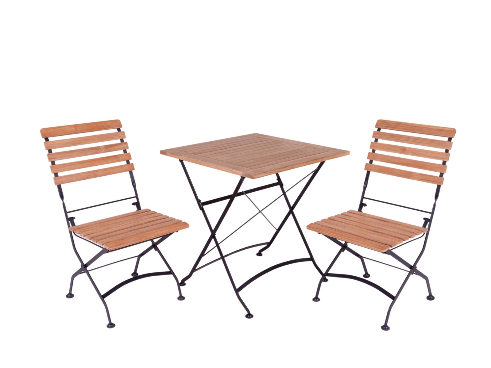 MaximaVida inklapbare vierkante acacia bistroset Toscana 70 cm zwart -