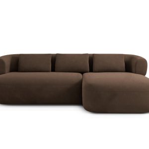 Micadoni rechter hoekbank Jenny 5-zits, flueel chocolade – 145x225x73c Micadoni rechter hoekbank Jenny 5-zits, flueel chocolade – 145x225x73c