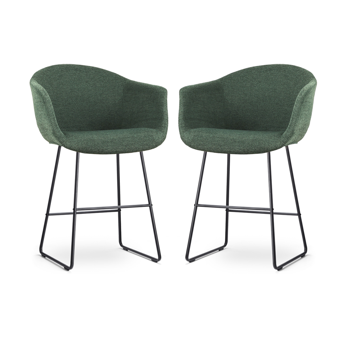 Nolon Nino-Otis Barkrukken Set van 2 - Donkergroen - Zwart - 65 cm