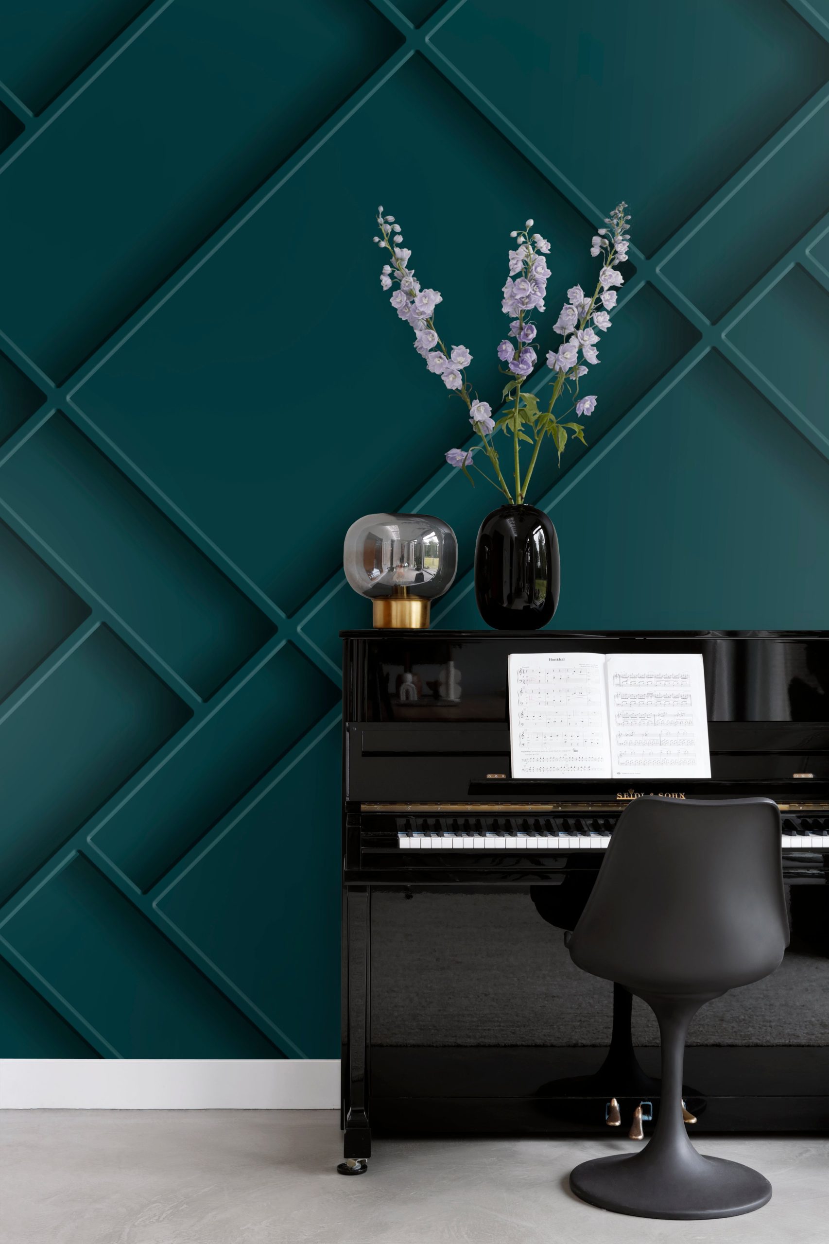 Origin Wallcoverings fotobehang wandpanelen diagonaal petrolblauw - 20