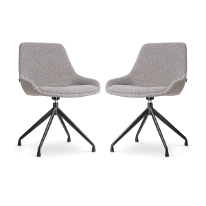 Nolon Nola-Isa Draaibare Eetkamerstoelen Bouclé Taupe – Zwart – 2x Nolon Nola-Isa Draaibare Eetkamerstoelen Bouclé Taupe – Zwart – 2x