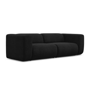 LaMiaSofa 3-zits bank Bari – chenille stof – zwart – 228x89x70