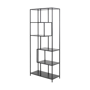 Lisomme Vic Hoge Boekenkast van Metaal en Hout – B 77 cm – Zwart Lisomme Vic Hoge Boekenkast van Metaal en Hout – B 77 cm – Zwart