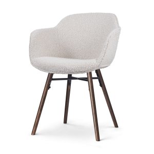 Nolon Nena-Mare Eetkamerstoel Bouclé Beige – Armleuning – Walnoot Pote Nolon Nena-Mare Eetkamerstoel Bouclé Beige – Armleuning – Walnoot Pote