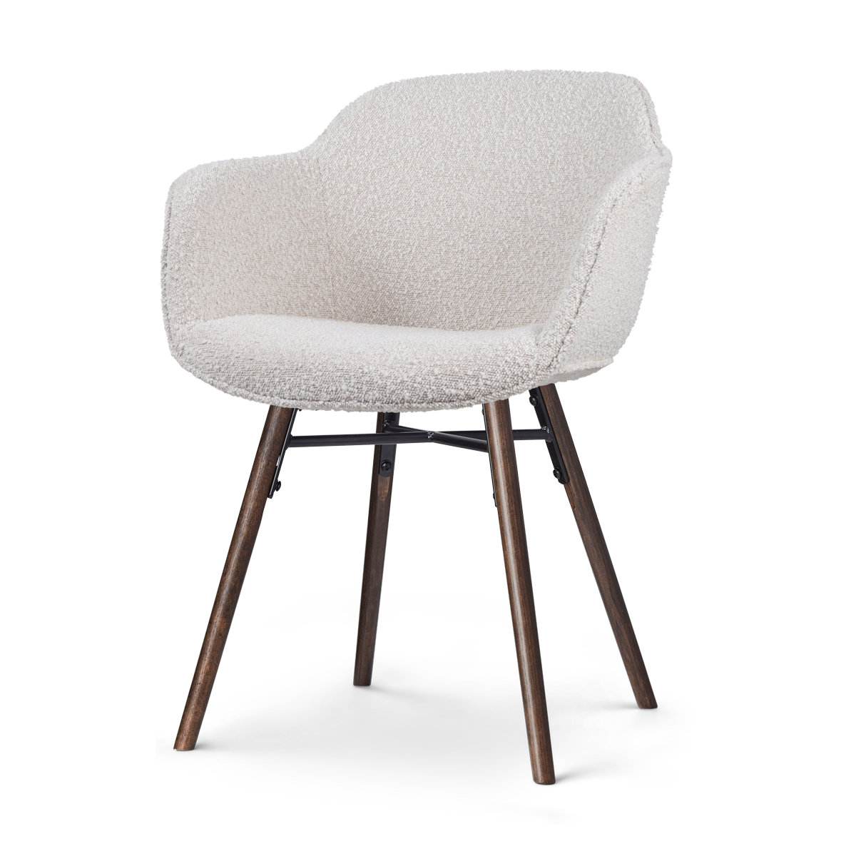 Nolon Nena-Mare Eetkamerstoel Bouclé Beige - Armleuning - Walnoot Pote