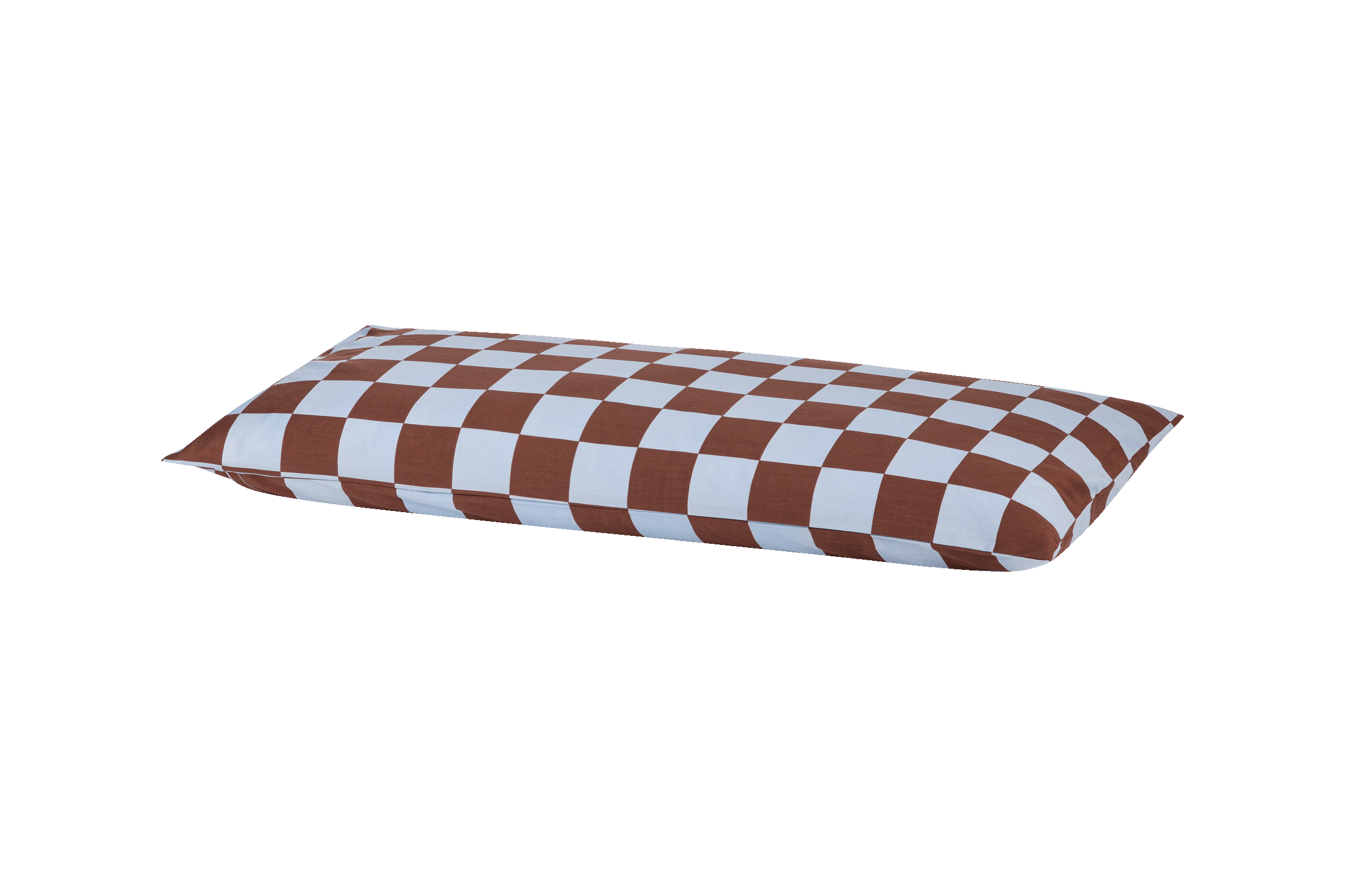 noo.ma Plu Pillowcase katoensatijn 300 TC 60x70 cm, Baby Blue & Cocoa