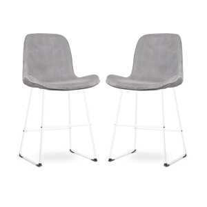 Nolon Nino-Fé Barkrukken Set van 2 – Ribstof Warm Grijs – Wit – 65 cm Nolon Nino-Fé Barkrukken Set van 2 – Ribstof Warm Grijs – Wit – 65 cm