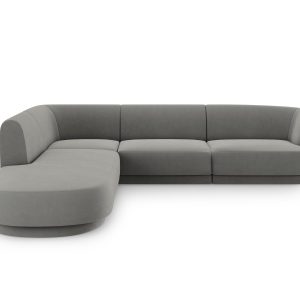 Micadoni linker hoekbank Miley 6-zits, flueel, lichtgrijs – 248x255x70 Micadoni linker hoekbank Miley 6-zits, flueel, lichtgrijs – 248x255x70