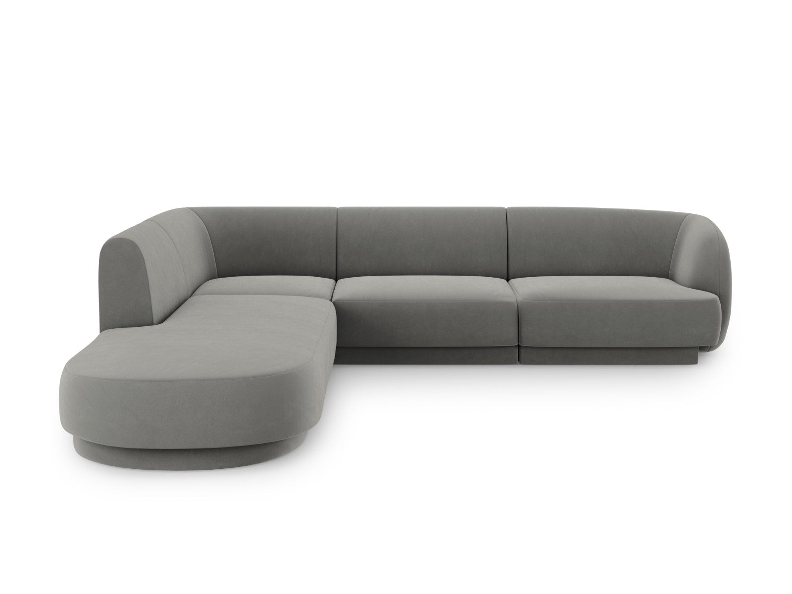 Micadoni linker hoekbank Miley 6-zits, flueel, lichtgrijs - 248x255x70