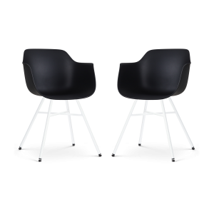 Nolon Noa-Puk Eetkamerstoelen Set van 2 – Zwart – Wit Onderstel Nolon Noa-Puk Eetkamerstoelen Set van 2 – Zwart – Wit Onderstel