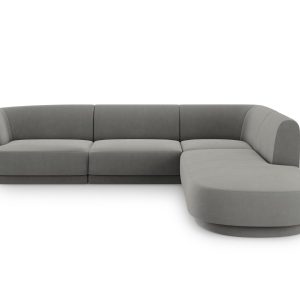 Micadoni rechter hoekbank Miley 6-zits, flueel, lichtgrijs – 248x255x7 Micadoni rechter hoekbank Miley 6-zits, flueel, lichtgrijs – 248x255x7