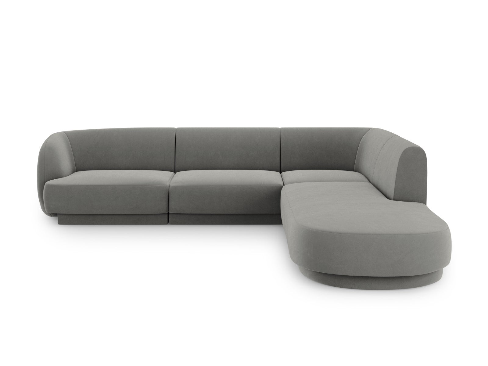 Micadoni rechter hoekbank Miley 6-zits, flueel, lichtgrijs - 248x255x7